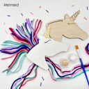 Mermaid Rainbow Unicorns Kid Craft - Paint and Yarn Included - Pastel, Neon and Bright Colors 