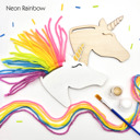 Neon Rainbow Rainbow Unicorns Kid Craft - Paint and Yarn Included - Pastel, Neon and Bright Colors 