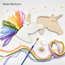 Pastel Rainbow Rainbow Unicorns Kid Craft - Paint and Yarn Included - Pastel, Neon and Bright Colors 