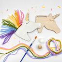  Rainbow Unicorns Kid Craft - Paint and Yarn Included - Pastel, Neon and Bright Colors 