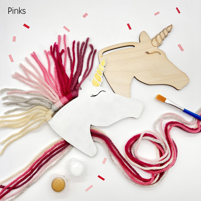 Rainbow Unicorns Kid Craft - Paint and Yarn Included - Pastel, Neon and Bright Colors 