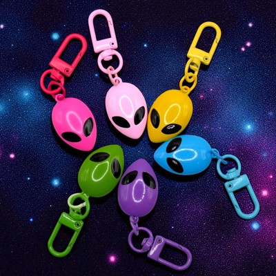 Neon Alien Metal Keychain and Bag Charm