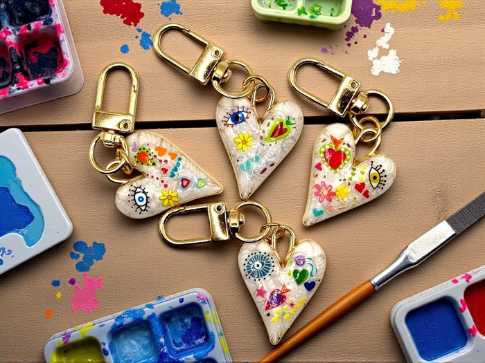 Artistic Colorful Heart Keychain & Bag Charm
