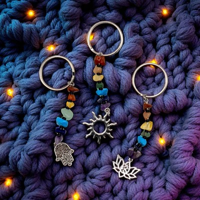 Chakra Rainbow Gemstone Keychain and Bag Charm