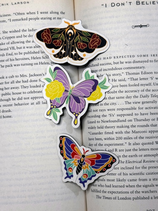 Magnetic Butterfly & Moth Bookmarks (Set of 3)