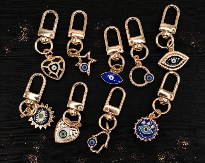 Evil Eye Protection Metal Keychain and Bag Charm