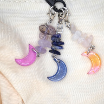 Moon & Stone Bag Charm & Keychain
