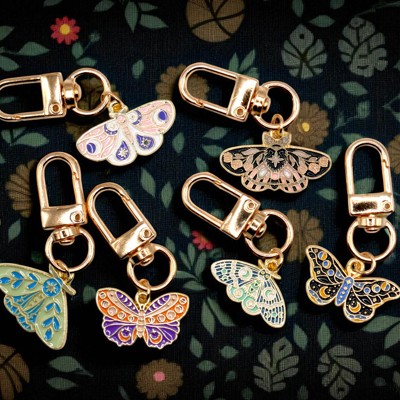 Celestial Moth Metal Keychain and Bag Charm