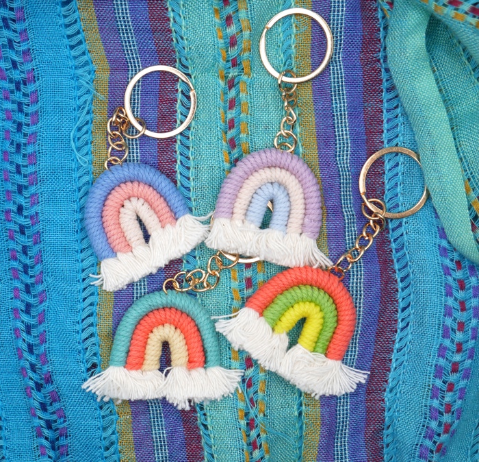 Woven Pastel Rainbow Keychain and Bag Charm
