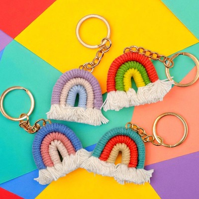 Woven Pastel Rainbow Keychain and Bag Charm