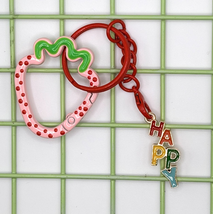 Polka Dot Strawberry Carabiner Keychain and Bag Charm