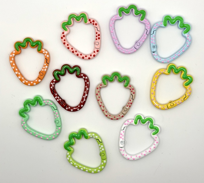 Polka Dot Strawberry Carabiner Keychain and Bag Charm