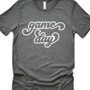Small Deep Heather Game Day Cursive Graphic Tee, Bella Canvas Shirt