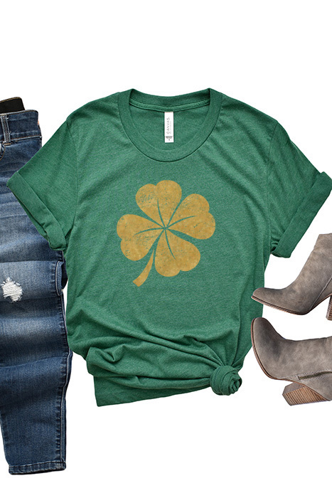 Gold Shamrock Graphic Tee, St Patricks Day, T Shirt, Bella Canvas 