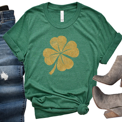 Gold Shamrock Graphic Tee, St Patricks Day, T Shirt, Bella Canvas 