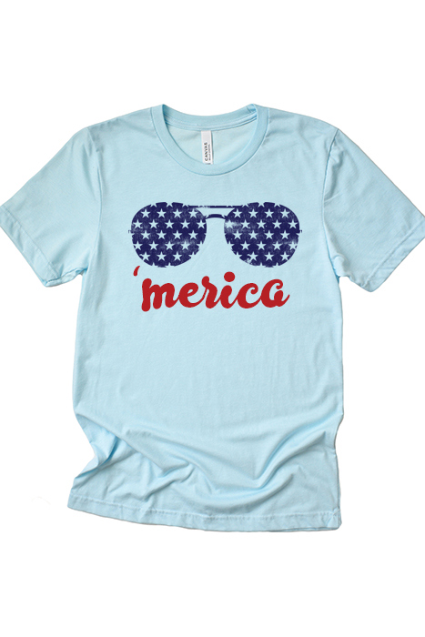 Merica Glasses Graphic Tee, Bella Canvas Tee