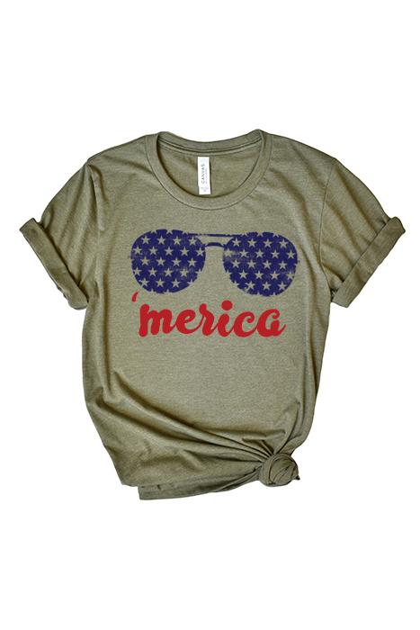 Merica Glasses Graphic Tee, Bella Canvas Tee