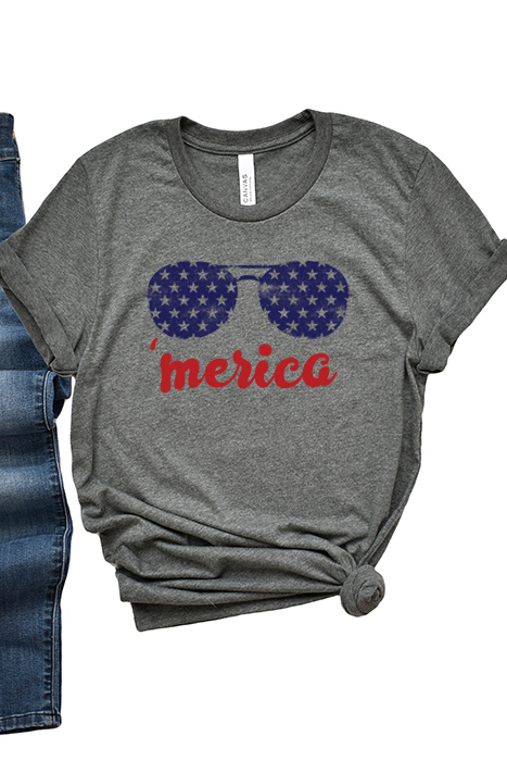 Merica Glasses Graphic Tee, Bella Canvas Tee