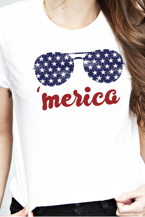 Merica Glasses Graphic Tee, Bella Canvas Tee