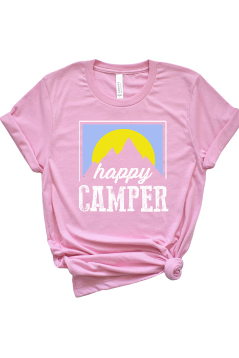 Happy Camper Graphic Tee, Bella Canvas Brand Shirt
