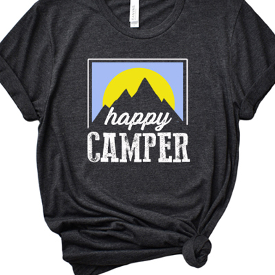 Happy Camper Graphic Tee, Bella Canvas Brand Shirt
