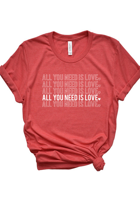 All You Need Is Love Graphic Tee, Valentines Shirt, Bella Canvas Tee