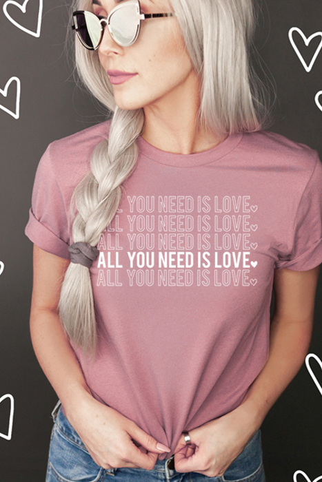 All You Need Is Love Graphic Tee, Valentines Shirt, Bella Canvas Tee