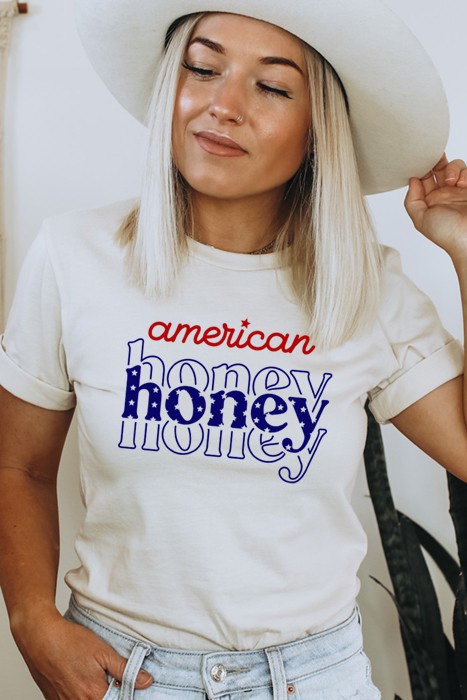American Honey Graphic Tee, Bella Canvas Tee, 4th of July Shirt