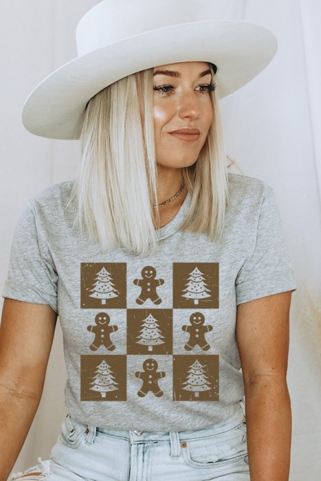 Gingerbread Checkered Graphic Tee