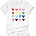  Watercolor Hearts Graphic Tee, Bella Canvas Shirt, Rainbow Hearts