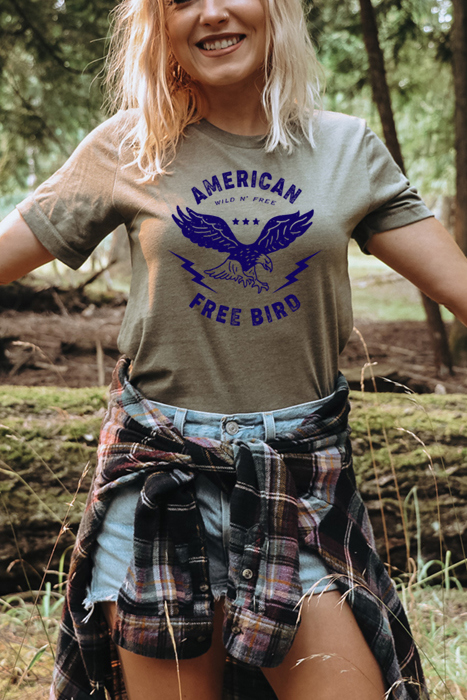 American Free Bird Graphic Tee, Bella Canvas Tee 