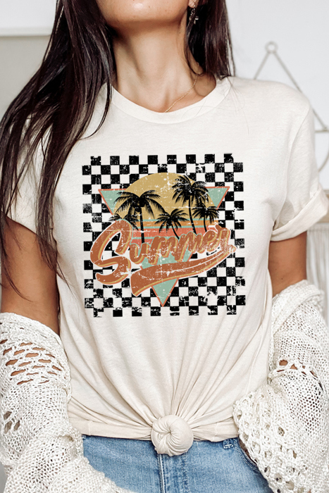 Checkered Summer Tee, Bella Canvas Tee, Summer Shirt