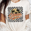  Checkered Summer Tee, Bella Canvas Tee, Summer Shirt