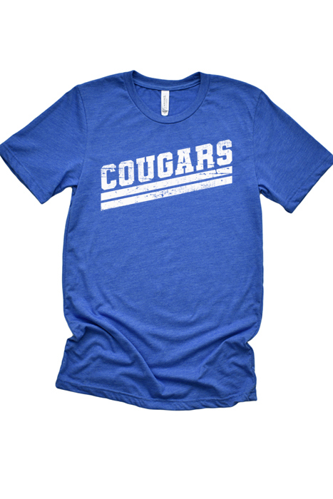 Cougars Stripe Tee, Mascot Tee, Bella Canvas Shirt