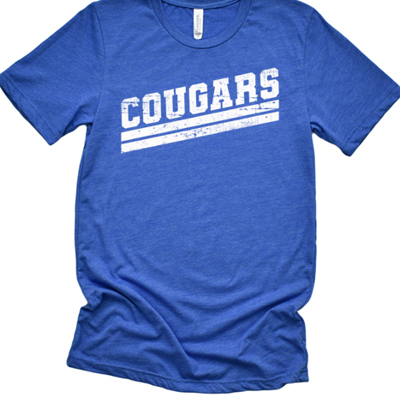 Cougars Stripe Tee, Mascot Tee, Bella Canvas Shirt