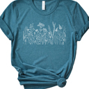Small Deep Teal Wildflowers Graphic Tee, Bella Canvas Tee