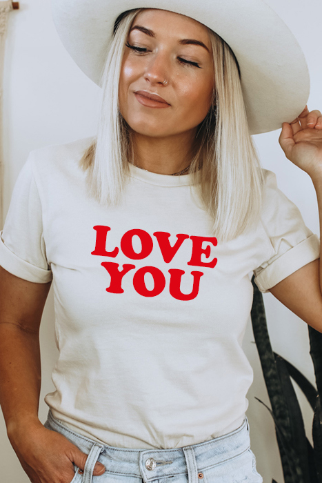 Love You Graphic Tee, Bella Canvas Tee, Valentine's Shirt