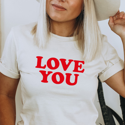 Love You Graphic Tee, Bella Canvas Tee, Valentine's Shirt