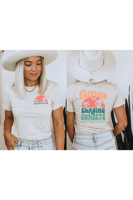 Forever Chasing Sunsets Graphic Tee, Bella Canvas Tee, Summer Shirt