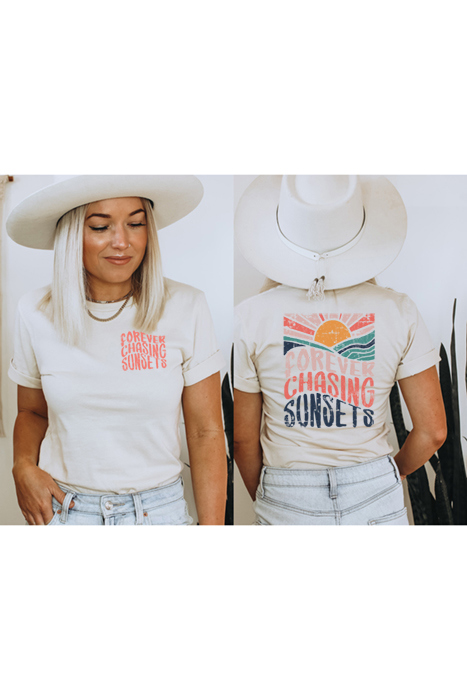 Forever Chasing Sunsets Graphic Tees, Bella Canvas Tee, Beach Shirt