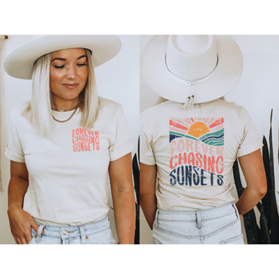 Forever Chasing Sunsets Graphic Tees, Bella Canvas Tee, Beach Shirt