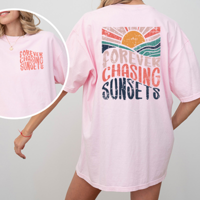 Forever Chasing Sunsets Graphic Tee, Comfort Color Shirt, Summer Tee