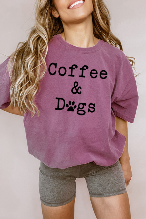 Coffee & Dogs Oversized Tee, Comfort Color Shirt