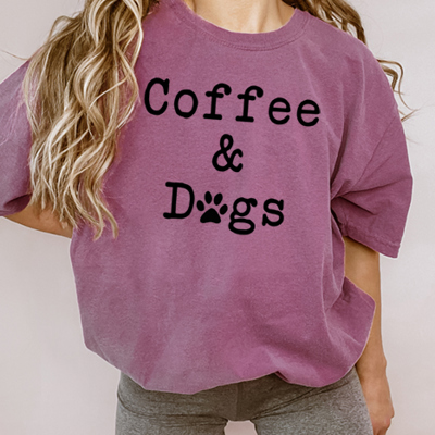 Coffee & Dogs Oversized Tee, Comfort Color Shirt