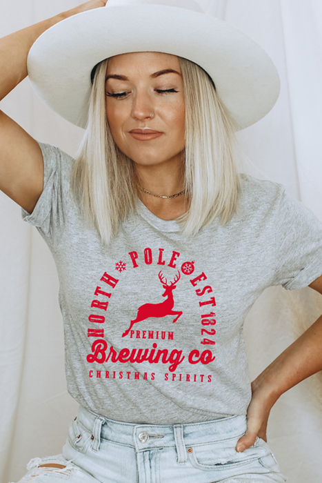North Pole Brewing Co Graphic Tee, Christmas Tee, Bella Canvas Shirt