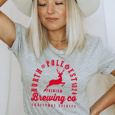 North Pole Brewing Co Graphic Tee, Christmas Tee, Bella Canvas Shirt