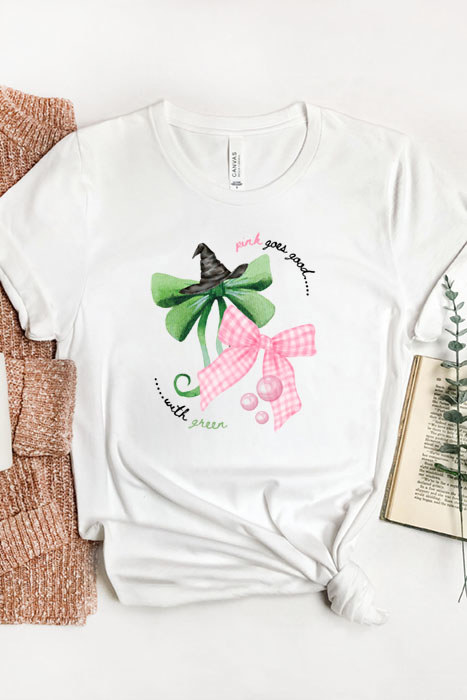 Pink Goes Good With Green Graphic Tee, Wicked Tee, Witches Shirt