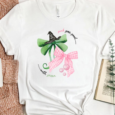Pink Goes Good With Green Graphic Tee, Wicked Tee, Witches Shirt