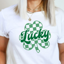  Lucky Checkered Shamrock Tee, Graphic Tee, St Patricks Day, Bella Canvas