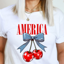  America Cherry Graphic Tee, 4th of July Shirt, Bella Canvas Tee